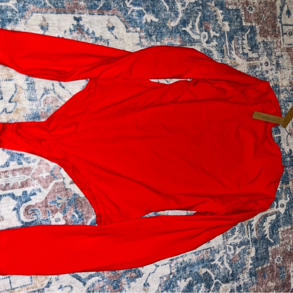 𝅺NEW Skims Fits Everybody Long Sleeve Crew Neck Bodysuit Sz XL in Ruby - Picture 10 of 10